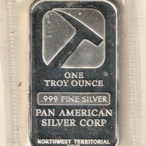 One Ounce Silver Bar Pan American. All of our silver bars have been pre-owned and are in stock. This bar contains one ounce of 999 fine Silver.