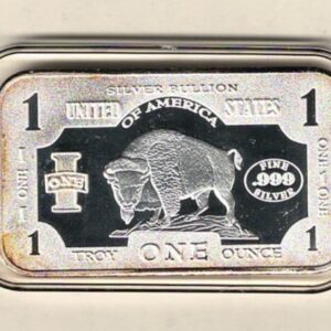 One Ounce Silver Bar Buffalo. All of our silver bars have been pre-owned and are in stock. This bar contains one ounce of 999 fine Silver.