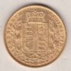 1850 Gold Sovereign Coin. The coin features a young head queen Victoria on the Obverse and the collectable shield design on the Reverse.