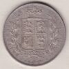 1881 Silver Halfcrown coin with young head Queen Victoria on the Obverse. Crowned square shield with laurel branches on the Reverse.