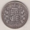 1885 Silver Halfcrown coin with young head Queen Victoria on the Obverse. Crowned square shield with laurel branches on the Reverse.