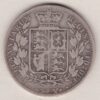 1886 Silver Halfcrown coin with young head Queen Victoria on the Obverse. Crowned square shield with laurel branches on the Reverse.