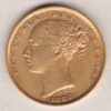 1887 S Gold Sovereign Coin features a young head queen Victoria on the Obverse and the collectable shield design on the Reverse.