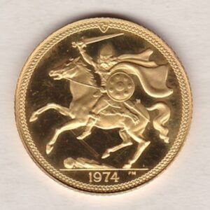 1974 Isle Of Man Gold Proof Half Sovereign Coin. This full Sovereign coin was struck in 22 carat Gold and weighs approx. 4 grams.