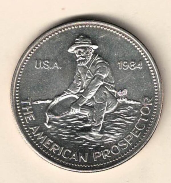 1984 Silver One Ounce The American Prospector. This round does feature Engelhard. The round contains one ounce of .999 fine silver.