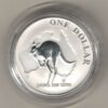 2000 Silver Australia One Ounce Kangaroo. Elizabeth II is on the obverse, The kangaroo is on the reverse. The coin contains one ounce of 999 fine silver.