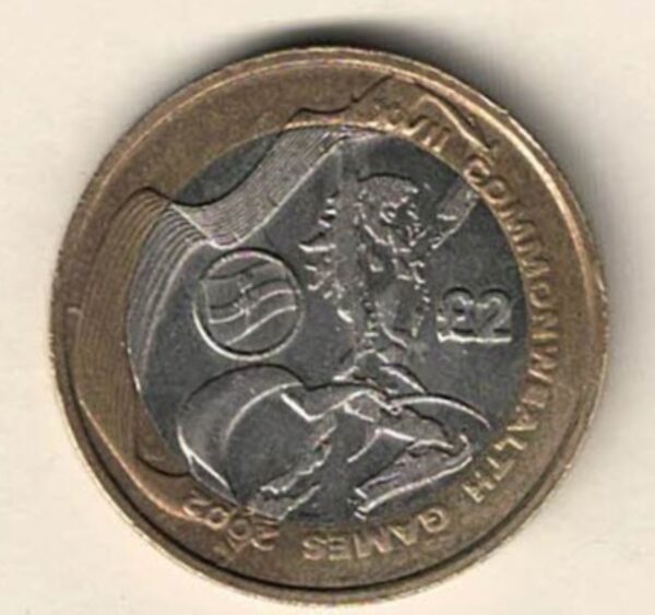 2002 two pound coin featuring Elizabeth II on the Obverse with the Northern Ireland Flag on the Reverse side of the coin.