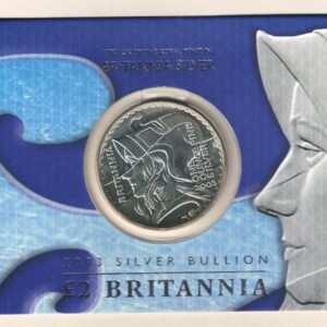 2003 Silver Britannia One Ounce in Card Pack. The coin contains one ounce of fine silver. All of our silver coins have been pre-owned and are in stock.