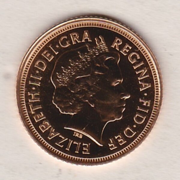 2006 Gold Half Sovereign coin featuring the fourth portrait of Queen Elizabeth II on the Obverse. St George and the dragon on the Reverse.