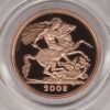 2008 gold proof half sovereign coin in capsule. This coin features Queen Elizabeth II on the obverse and St George and the dragon on the Reverse.