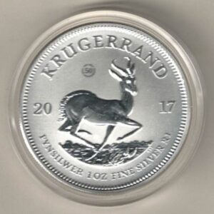 2017 Premium Silver South Africa One Ounce Krugerrand. Paul Kruger is on the obverse. The coin contains one ounce of 999 fine silver