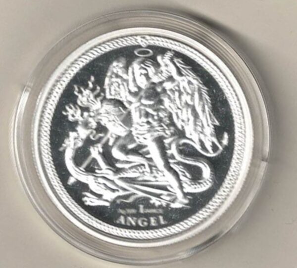 2018 One Ounce Silver Proof Isle Of Man Angel. The coin contains one ounce of 999 fine silver. All of our silver coins are in stock.