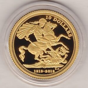 2019 C Gold Proof Canada Quarter Ounce coin. This coin features Queen Elizabeth II on the obverse and George & The Dragon on the reverse.