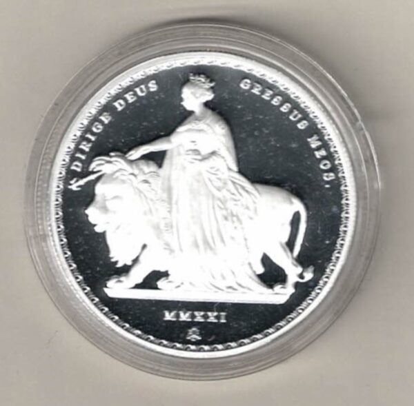 2021 Saint Helena Silver Proof One Ounce Una & The Lion. This coin has Elizabeth II on the obverse. This coin contains one ounce of .999 fine silver.