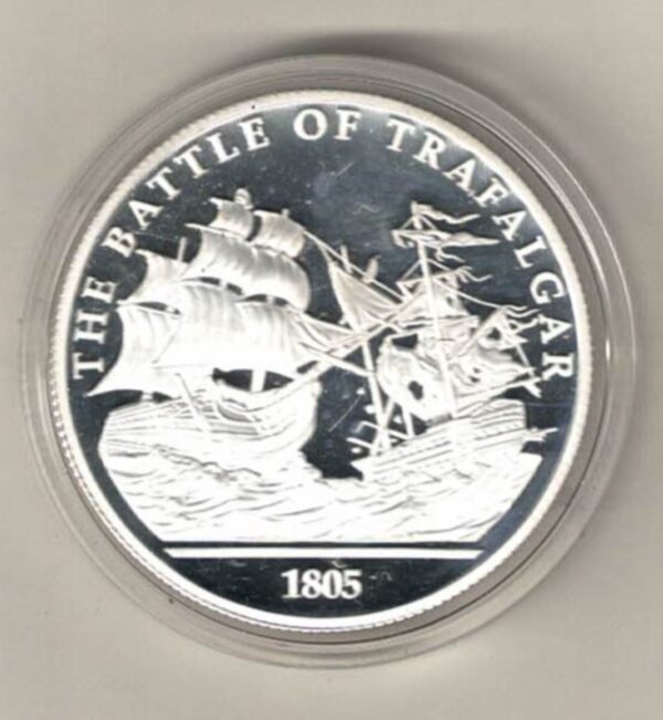 Silver One Ounce Battle Of Trafalgar. This round does feature the Battle of Britain. The round contains one ounce of .999 fine silver.