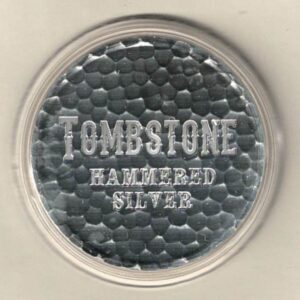 Silver One Ounce Scottsdale Tombstone. This round does feature the Scottsdale silver logo. The round contains one ounce of .999 fine silver