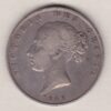 1842 Silver Halfcrown coin with young head Queen Victoria on the Obverse. Crowned square shield with laurel branches on the Reverse.