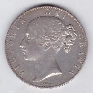 1844 Star Silver Crown Coin featuring Queen Victoria Young head on the Obverse and the Shield design on the reverse. In fair to fine condition.