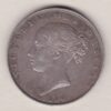 1850 Silver Halfcrown coin with young head Queen Victoria on the Obverse. Crowned square shield with laurel branches on the Reverse.