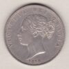 1878 Silver Halfcrown coin with young head Queen Victoria on the Obverse. Crowned square shield with laurel branches on the Reverse.