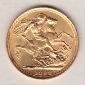 1889 S Gold Sovereign Coin featuring Queen Victoria Jubilee Head on the Obverse and St George & the Dragon on the Reverse. Sydney Mint.