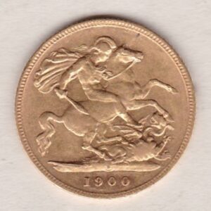 1900 P - Perth Mint Gold Half Sovereign Coin featuring Queen Victoria Old Head on the Obverse and George & the Dragon on the Reverse.