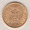 1911 A Germany Gold Twenty Mark coin featuring the bust of Wilhelm II on the obverse. The crowned imperial eagle on the reverse.