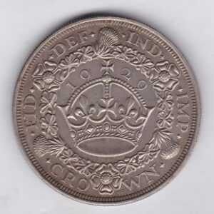 1929 Silver Crown Coin featuring King George V on the Obverse and the wreath design on the reverse. The coin is in near extremely fine condition.