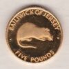 1972 Jersey Gold Five Pounds coin. This Queen Elizabeth II Jersey Five Pounds coin was struck in 0.917 Gold and weighs approx. 2.62 grams.