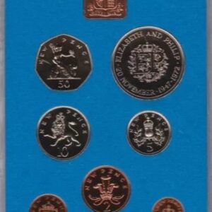 1972 Royal Mint Proof Set. This set contains seven coin. The set comes cased as issued by the Royal Mint. Coinage of Great Britain and Northern Ireland.