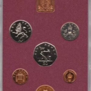 1979 Royal Mint Proof Set. This set contains six coin. The set comes cased as issued by the Royal Mint. Coinage of Great Britain and Northern Ireland.