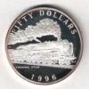 1996 Silver Marshall Islands One Ounce Evening star Train. This coin does feature a train. This coin contains one ounce of 999 fine silver.