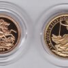 1998 Gold Proof Two Coin Set. The two coins are quarter ounce Britannia and half sovereign. This set comes boxed with certificates.