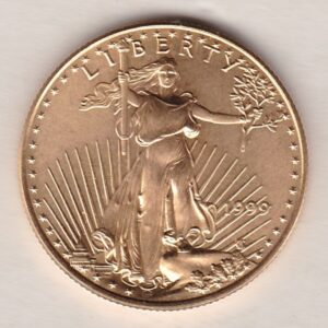 1999 Gold USA Half Ounce Eagle coin. Investment half ounce gold coin featuring Liberty on the Obverse. The Eagle on the Reverse.