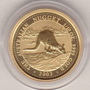 2003 Gold Australia Tenth Ounce coin. This gold coin features Queen Elizabeth II on the Obverse. The kangaroo on the Reverse.