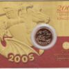 2005 Gold Sovereign Coin - In Royal Mint Card Pack. This coin features the fourth portrait of Queen Elizabeth II on the obverse.