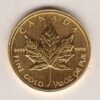 2009 Canada Gold Tenth Ounce Coin. This Gold Tenth Ounce Maple Leaf coin was struck in 9999 Fine Gold and weighs approx. 3.11035 grams.