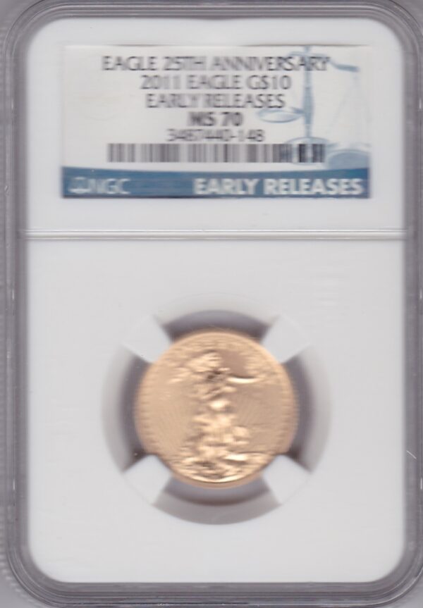 2011 Gold USA Quarter Ounce Eagle coin. Investment half ounce gold coin featuring Liberty on the Obverse. The Eagle on the Reverse.