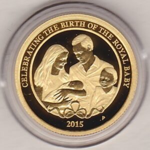 2015 Gold Proof Australia Quarter Ounce coin. The coin was issued to celebrate the birth of HRH Princess Charlotte. Boxed with certificate.