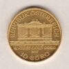 2017 Austria Gold Tenth Ounce Philharmonic Coin. The obverse features a pipe organ in the Vienna Musikverein's Golden Hall.