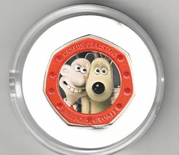 2019 Silver Proof Fifty Pence Coin Wallace & Gromit. This coin comes in the original box with certificate as issued by the royal mint.