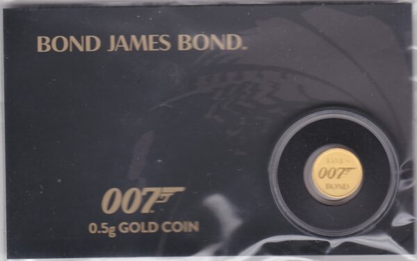 2020 Tuvalu Gold 0.5 Gram coin. 007 James Bond. This coin comes sealed in the card presentation packet with certification.