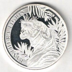 2022 Silver Laos One Ounce Panthera Tigris, This coin does features a roaring Tiger. The coin contains one ounce of 999 fine silver.