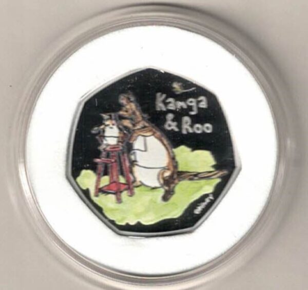 2022 Standard Silver Proof Fifty Pence Kanga & Roo This silver fifty pence coin comes as issued with box and certificate.