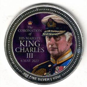 2023 Silver Half Ounce Round King Charles III . This round contains half an ounce of fine silver. All of our silver coins are in stock.