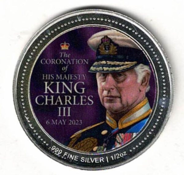 2023 Silver Half Ounce Round King Charles III . This round contains half an ounce of fine silver. All of our silver coins are in stock.