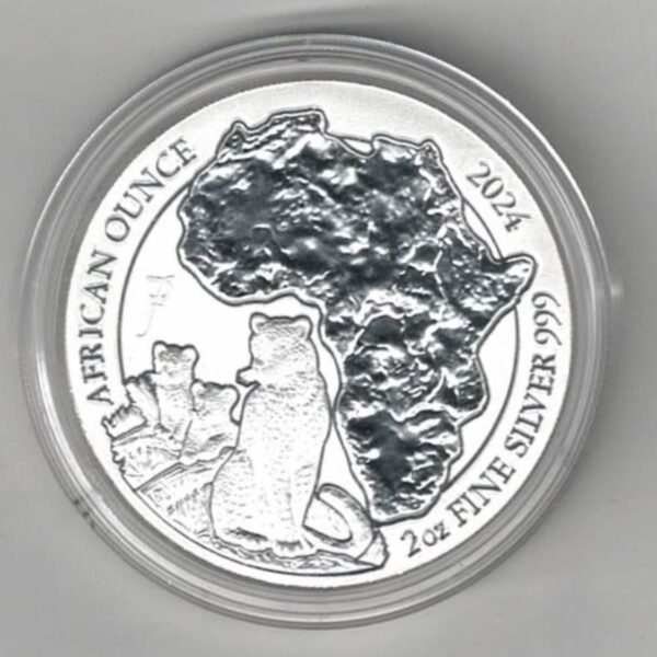 2024 Rwanda Silver Two Ounce African Leopard 50 francs Coin All coins are available & in stock. You are buying one fine silver coin.