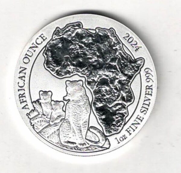 2024 Silver Rwanda One Ounce African Leopard This coin does features Leopards. The coin contains one ounce of 999 fine silver.