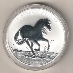 2020 Silver Australia One Ounce Brumby Horse. Elizabeth II is on the obverse, The coin contains one ounce of 9999 fine silver