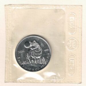 2006 Silver Canada Half Ounce Wolf Coin . This coin contains half an ounce of fine silver. All of our silver coins are in stock.